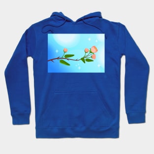 Blue sky gradient composition with blooming spring branch Hoodie